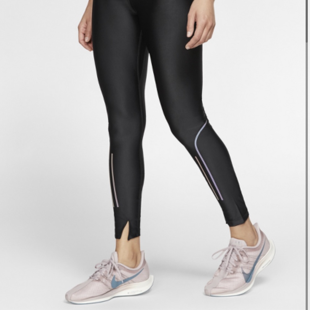 Nike Black Leggings with Subtle Lilac Reflective Accents